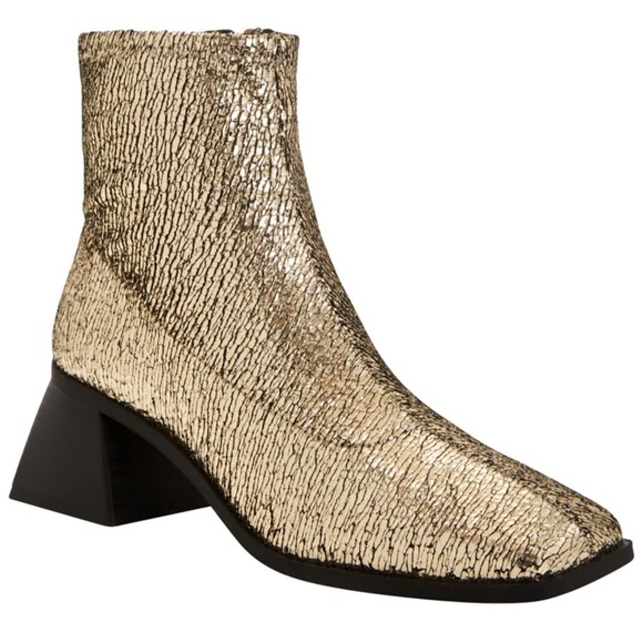 NEW Katy Perry The Lole Lolette Stretch Ankle Boot Gold Metallic~8.5 Block Heel - Picture 2 of 15